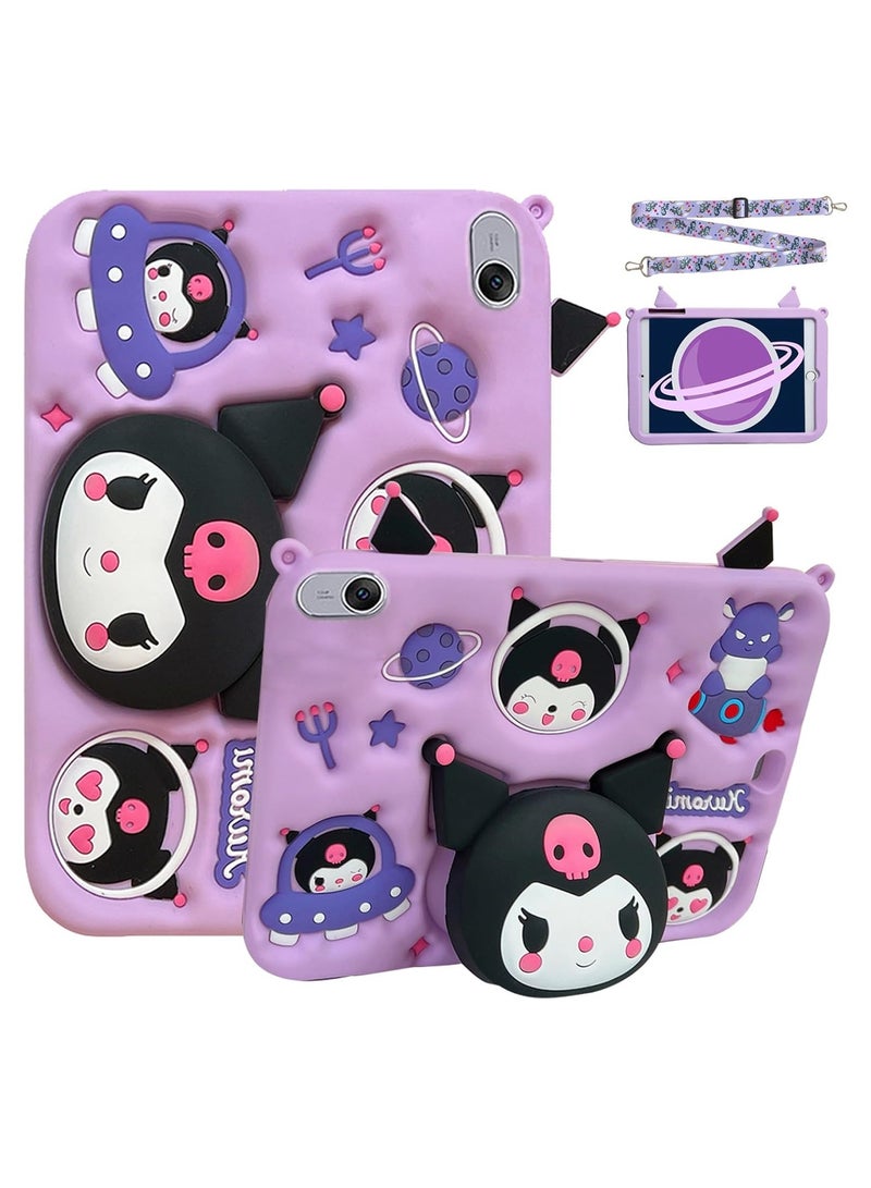 Kids Case Compatible with Huawei MatePad 11.5 S 2024 Tablet, Shockproof Silicone Protective Cover with Stand, Shoulder Strap, Purple - Image 1